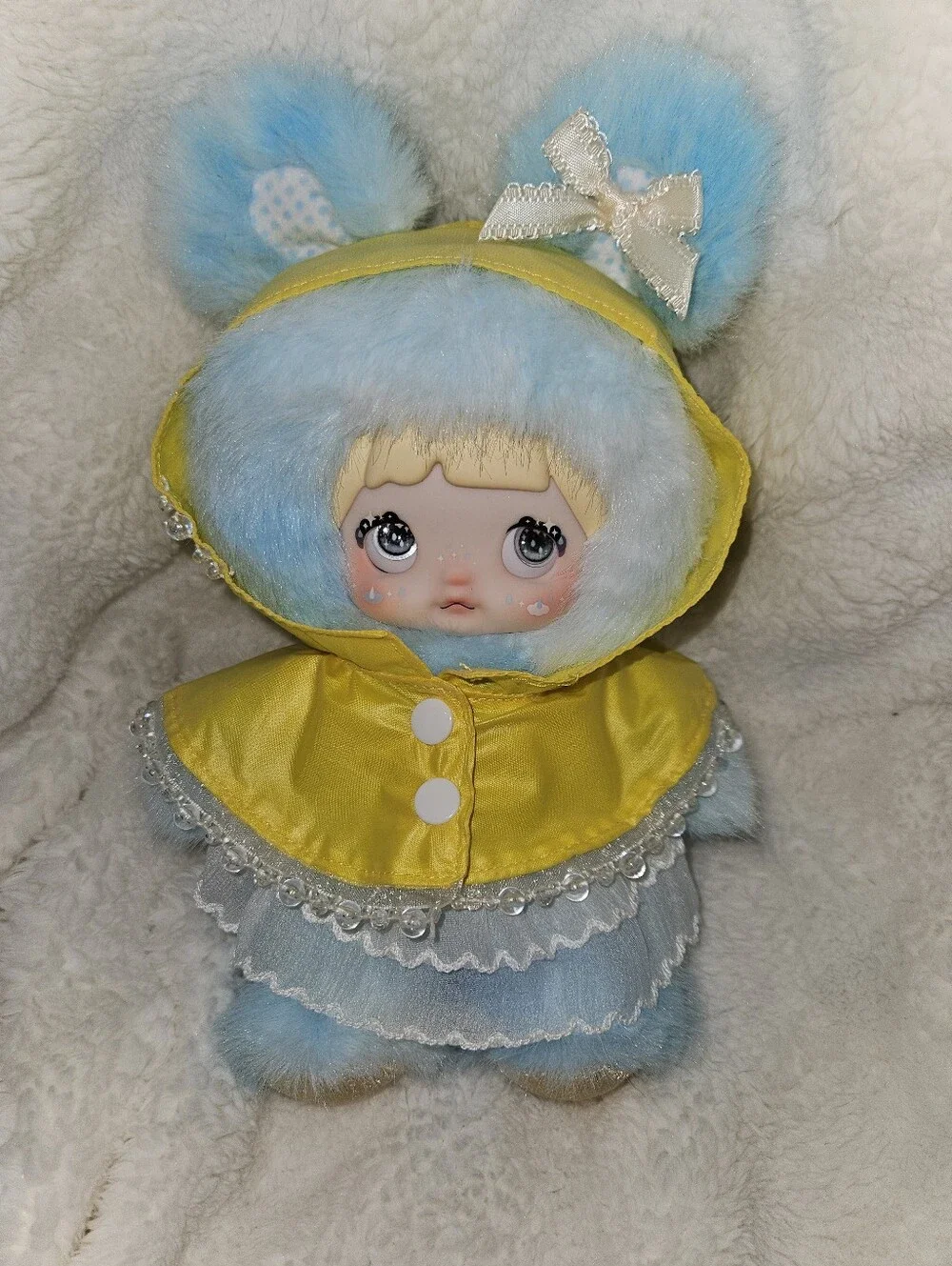 NOMMI Weather Forecast Drizzle Blue Yellow Raincoat 3 Eye Option Soft Plush Doll
